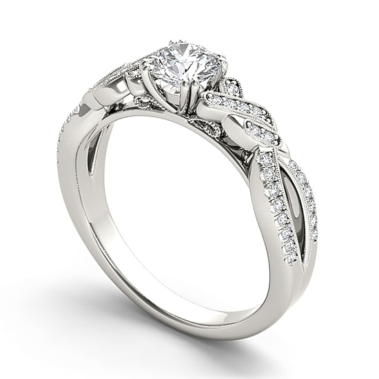 Womens 3/4 CT. T.W. Natural White Diamond 14K Gold Round Engagement Ring