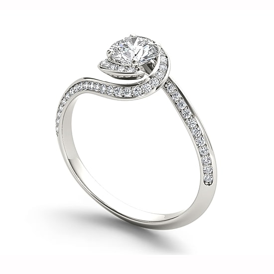 1 CT.T.W. Natural Round Diamond 14K Gold Engagement Ring