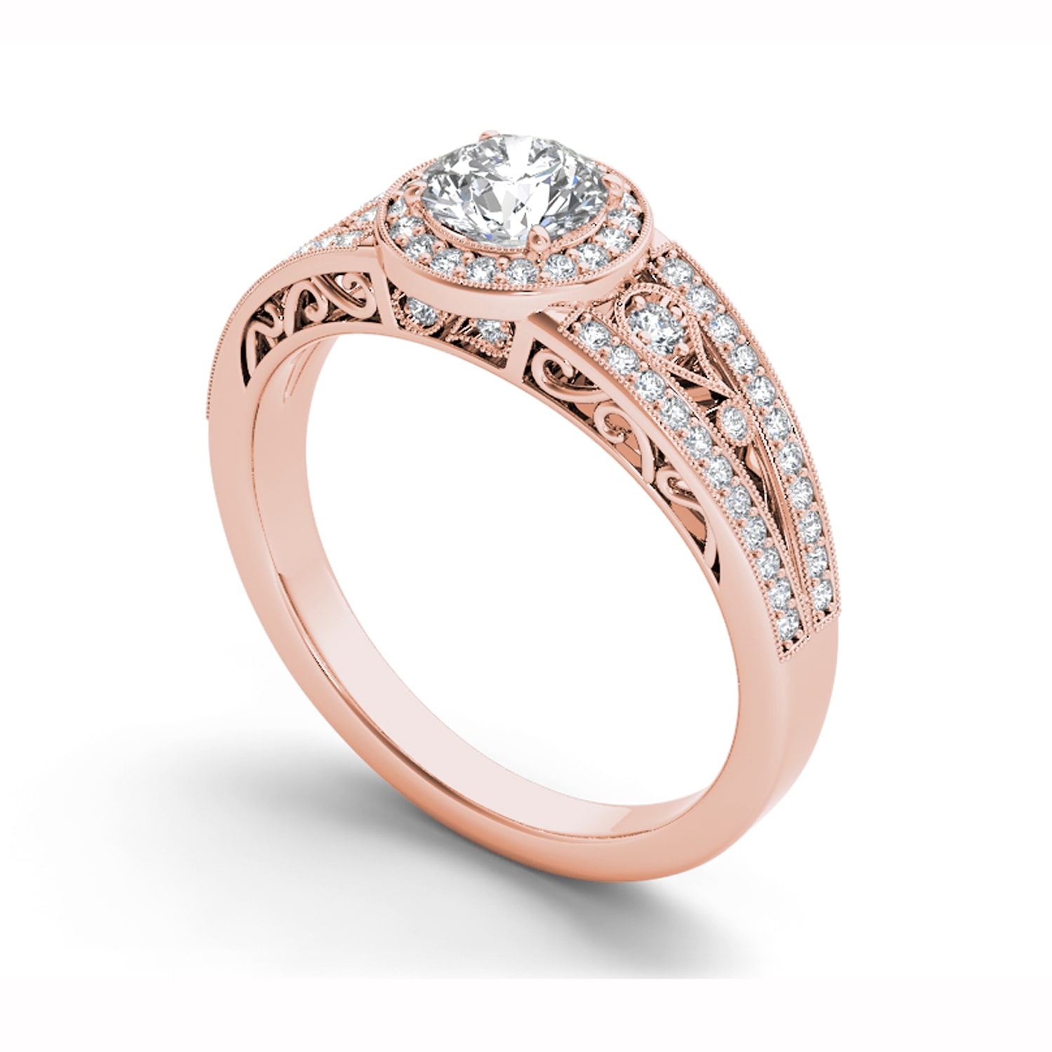 Womens 1 CT. T.W. Natural White Diamond 14K Gold Round Halo Engagement Ring