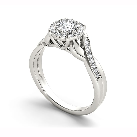 1 CT.T.W. Natural Round Diamond 14K Gold Engagement Ring