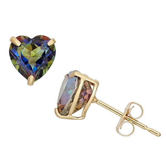 Genuine Mystic Fire Topaz 10K Gold 6.1mm Stud Earrings