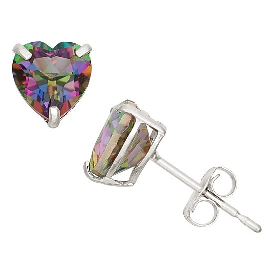 Genuine Mystic Fire Topaz 10K Gold 6.1mm Stud Earrings