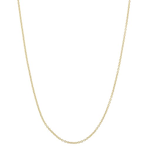Unisex Adult 14K Gold Over Silver 22 Inch Cable Chain Necklace, One Size