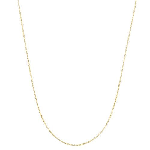 Unisex Adult 14K Gold Over Silver 22 Inch Box Chain Necklace, One Size