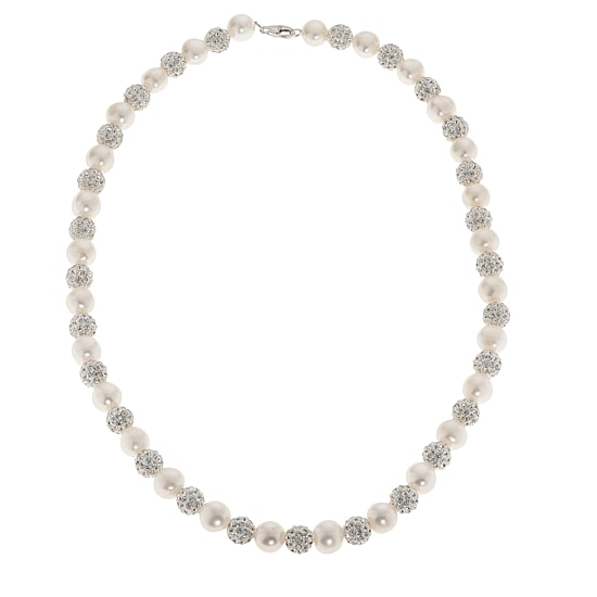 Womens White Sterling Silver 18 Inch Strand Necklace