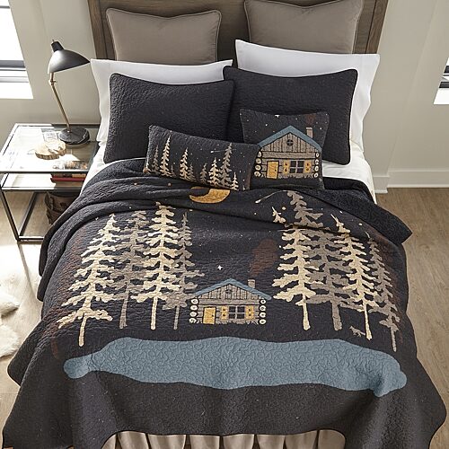 Donna Sharp Moonlit Rustic & Charming Cabin Quilt, One Size, Black