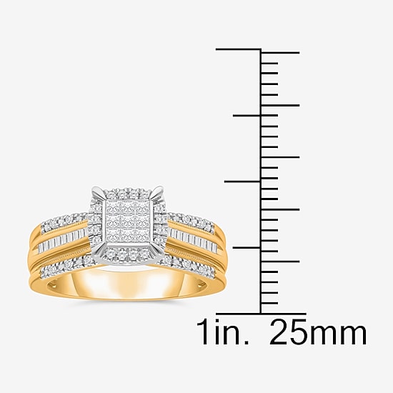 1/2 CT.T.W. Natural Diamond Cushion Shape Side Stone Halo Engagement Ring in 10K or 14K Gold