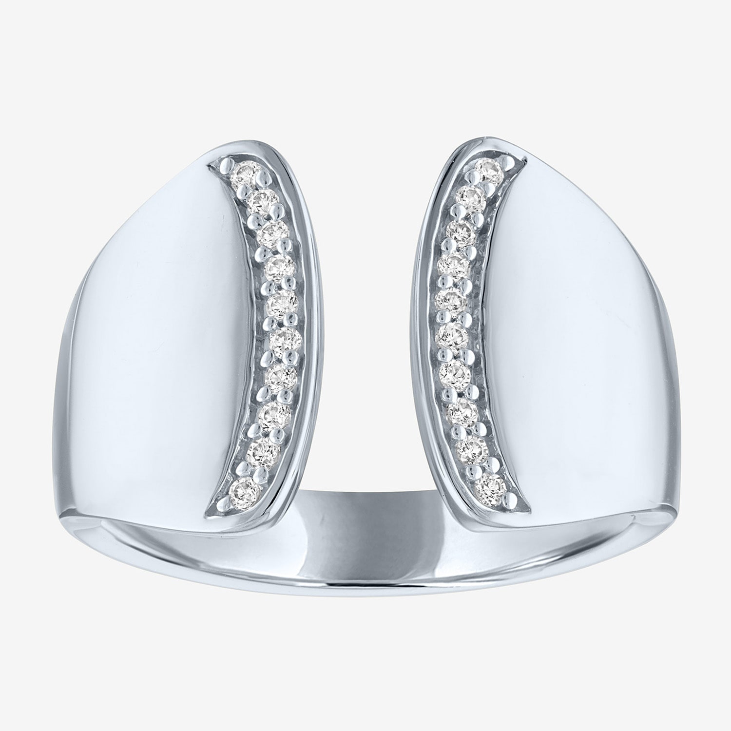 Diamond Addiction Bold Open Edge 1/10 CT. T.W. Mined White Diamond 14K Gold Over Silver Band