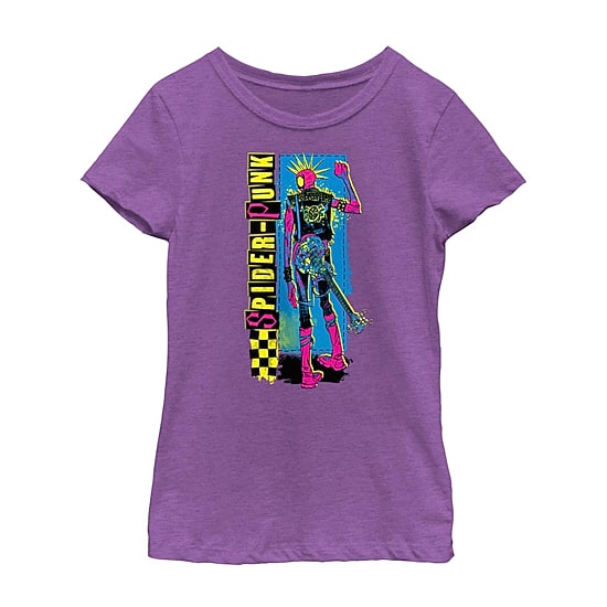 Disney Collection Little & Big Kid Girls Crew Neck Short Sleeve Regular Fit Marvel Spiderman Graphic T-Shirt