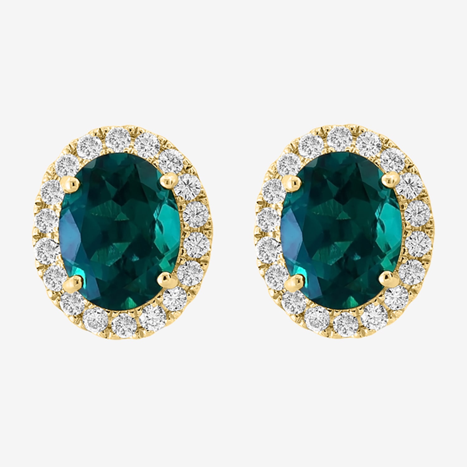 Effy Final Call Gemstone & 1/2 CT. T.W. Diamond 14K Gold Oval Stud Earrings