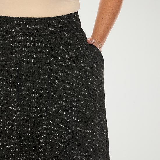 White Mark Womens Plus High Rise Midi Flared Skirt