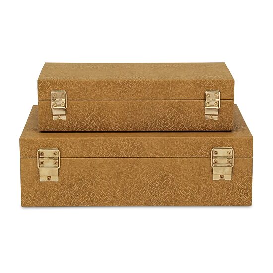 Cheungs Camel Brown Faux Shagreen Rectangular 2-pc. Decorative Box