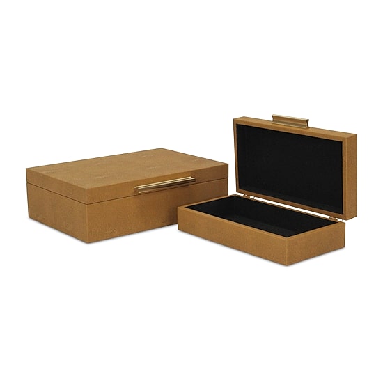 Cheungs Camel Brown Faux Shagreen Rectangular 2-pc. Decorative Box
