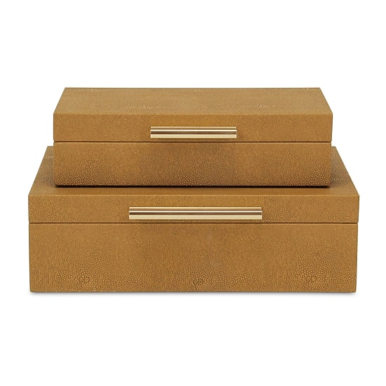 Cheungs Camel Brown Faux Shagreen Rectangular 2-pc. Decorative Box