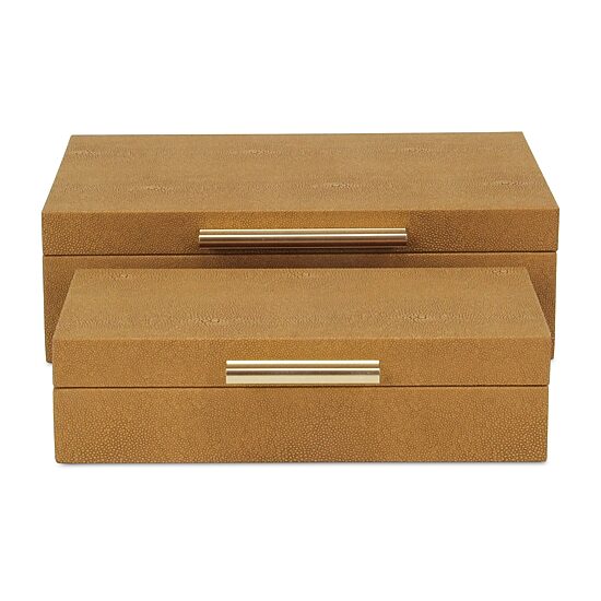 Cheungs Camel Brown Faux Shagreen Rectangular 2-pc. Decorative Box
