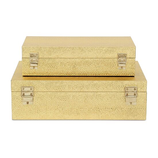 Cheungs Gold Faux Snakeskin Rectangular 2-pc. Decorative Box
