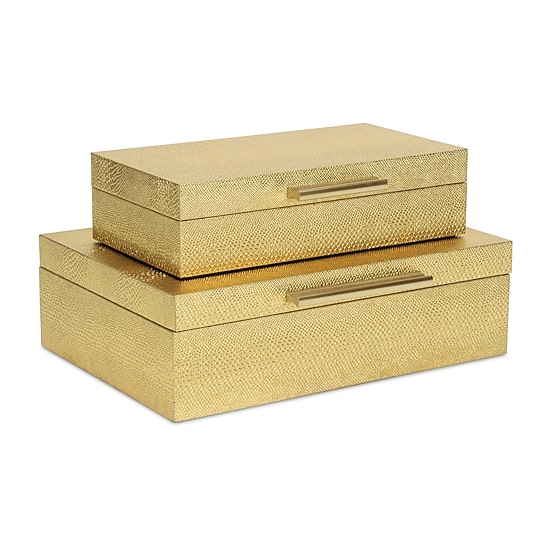 Cheungs Gold Faux Snakeskin Rectangular 2-pc. Decorative Box