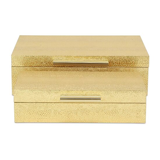 Cheungs Gold Faux Snakeskin Rectangular 2-pc. Decorative Box