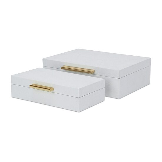 Cheungs White Faux Snakeskin Rectangular 2-pc. Decorative Box