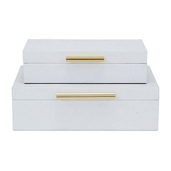 Cheungs White Faux Snakeskin Rectangular 2-pc. Decorative Box