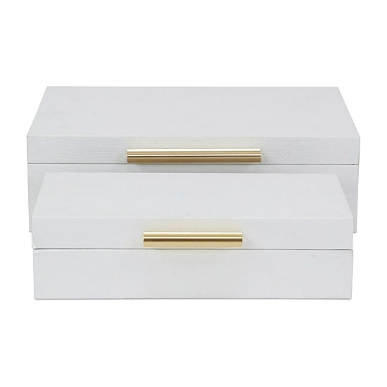 Cheungs White Faux Snakeskin Rectangular 2-pc. Decorative Box