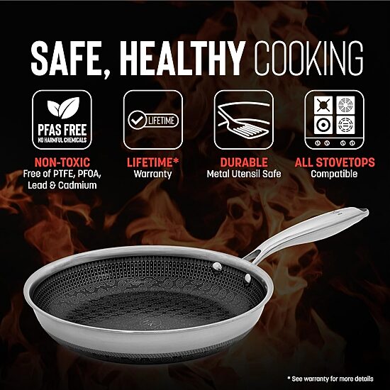 Hell's Kitchen Hybrid Try-Ply Stainless Steel 9.5" Frying Pan