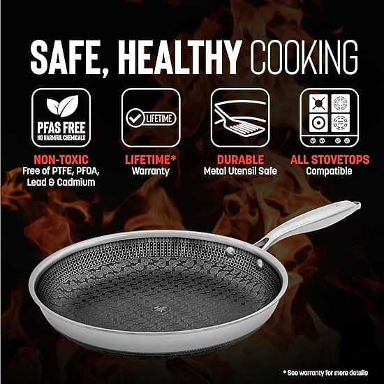 Hell's Kitchen Hybrid Try-Ply Stainless Steel 11" Frying Pan