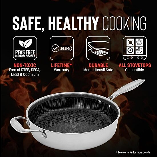 Hell's Kitchen Hybrid Try-Ply Stainless Steel 4-qt. Saute Pan