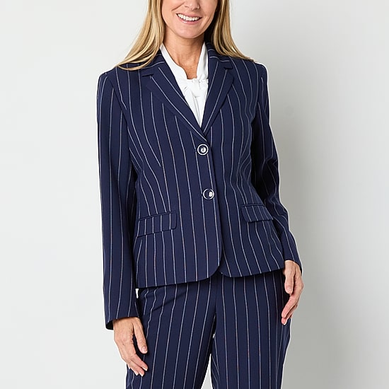 Black Label by Evan-Picone Pinstripe Womens Classic Fit Suit