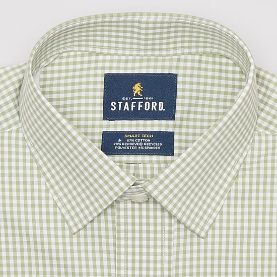Stafford Mens Regular Fit Easy-on + Easy-off Sensory Friendly Adaptive Stretch Fabric Wrinkle Free Long Sleeve Dress Shirt