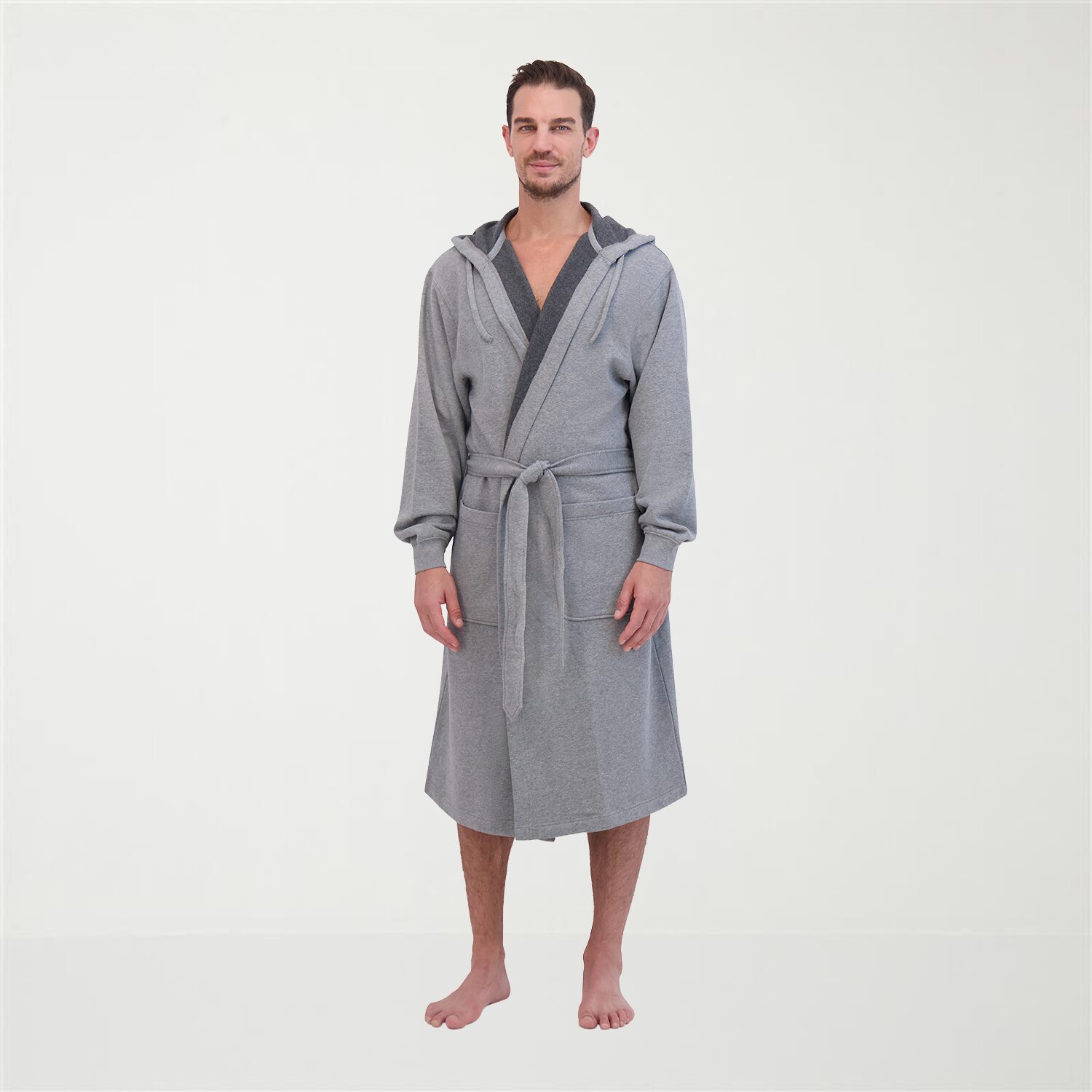 Hanes Mens Fleece 3/4 Sleeve Knee Length Robe