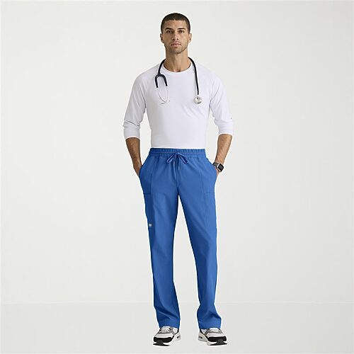 Skechers Skp718 Compass 5-Pocket Elastic Waistband Straight Leg Mens Big and Tall Stretch Fabric Moisture Wicking Scrub Pant, 5x-large, Blue