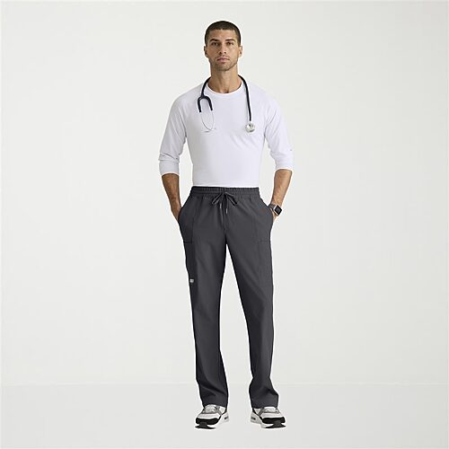 Skechers Skp718 Compass 5-Pocket Elastic Waistband Straight Leg Mens Big and Tall Stretch Fabric Moisture Wicking Scrub Pant, 3x-large, Gray