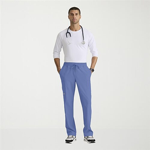 Skechers Skp718 Compass 5-Pocket Elastic Waistband Straight Leg Mens Big and Tall Stretch Fabric Moisture Wicking Scrub Pant, X-large Tall, Blue