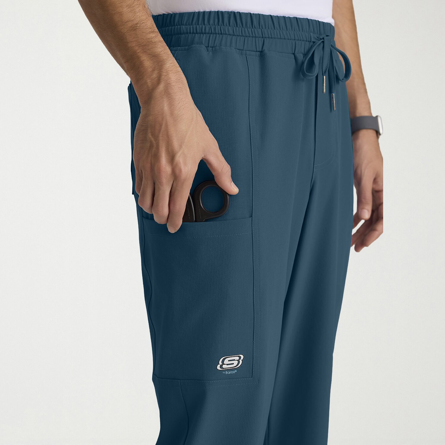 Skechers Skp718 Compass 5-Pocket Elastic Waistband Straight Leg Mens Big and Tall Stretch Fabric Moisture Wicking Scrub Pant