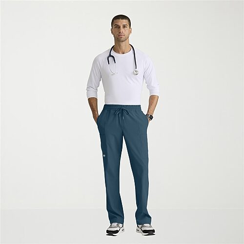 Skechers Skp718 Compass 5-Pocket Elastic Waistband Straight Leg Mens Big and Tall Stretch Fabric Moisture Wicking Scrub Pant, 2x-large, Blue