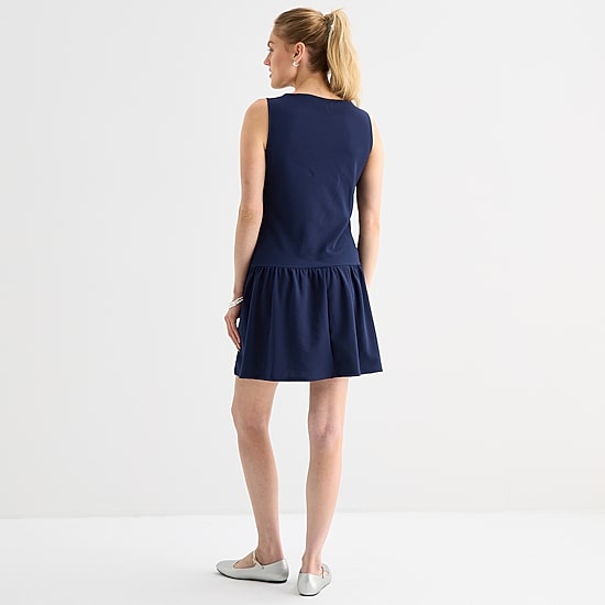 Isabel & Nina Womens Round Neck Sleeveless Shift Dress