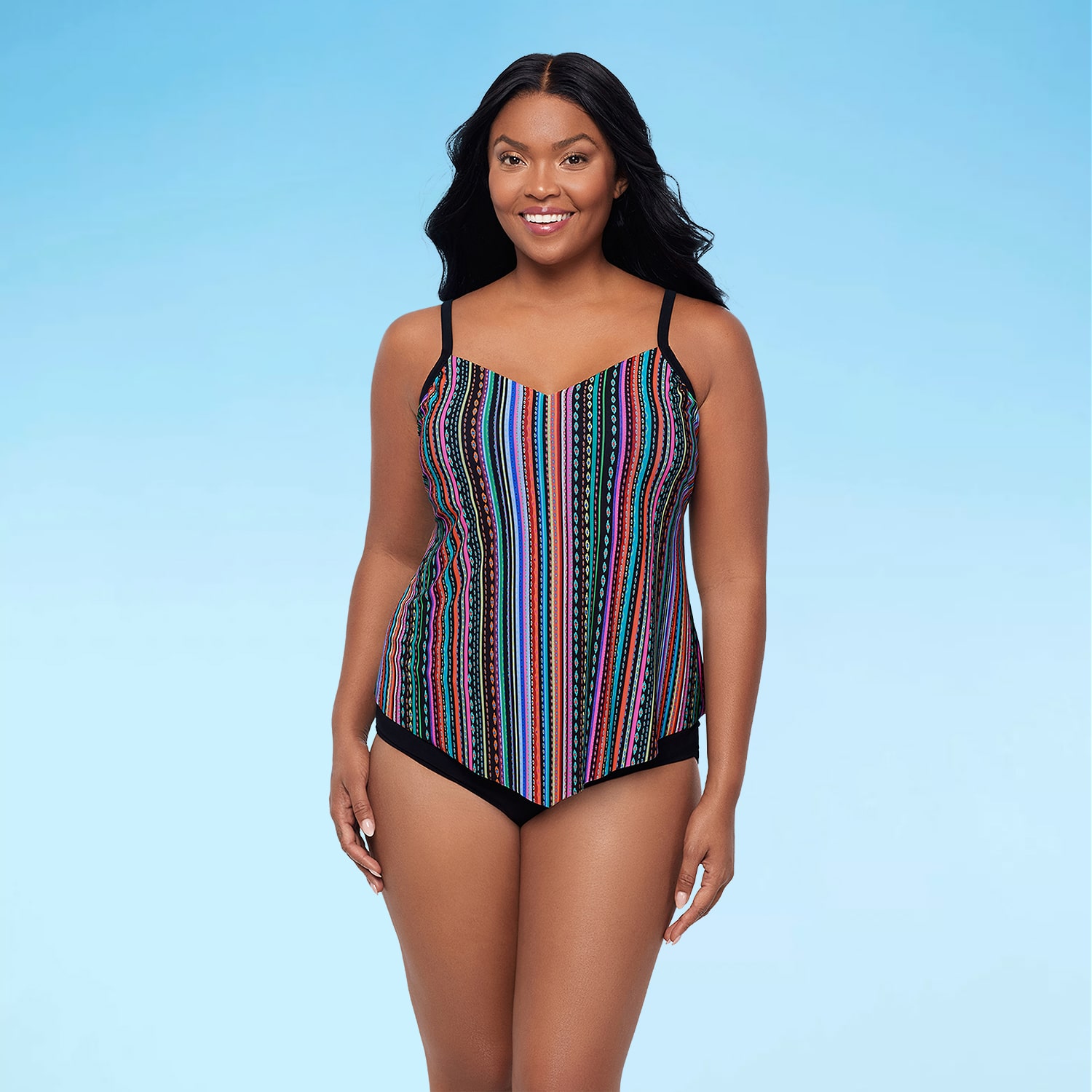 Trimshaper Womens Striped Tankini Swimsuit Top