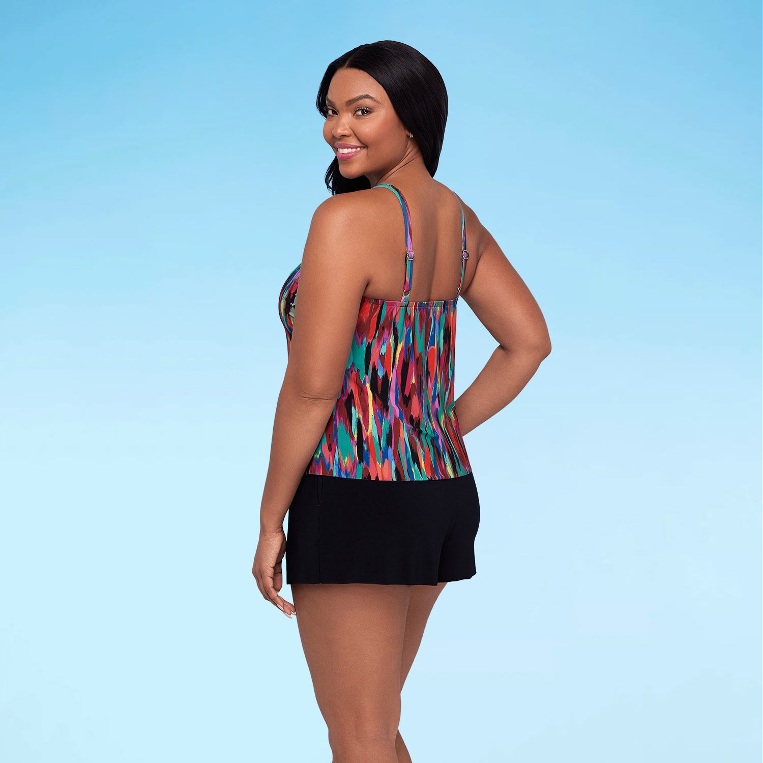 Trimshaper Womens Abstract Moderate Coverage One Piece Swimsuit
