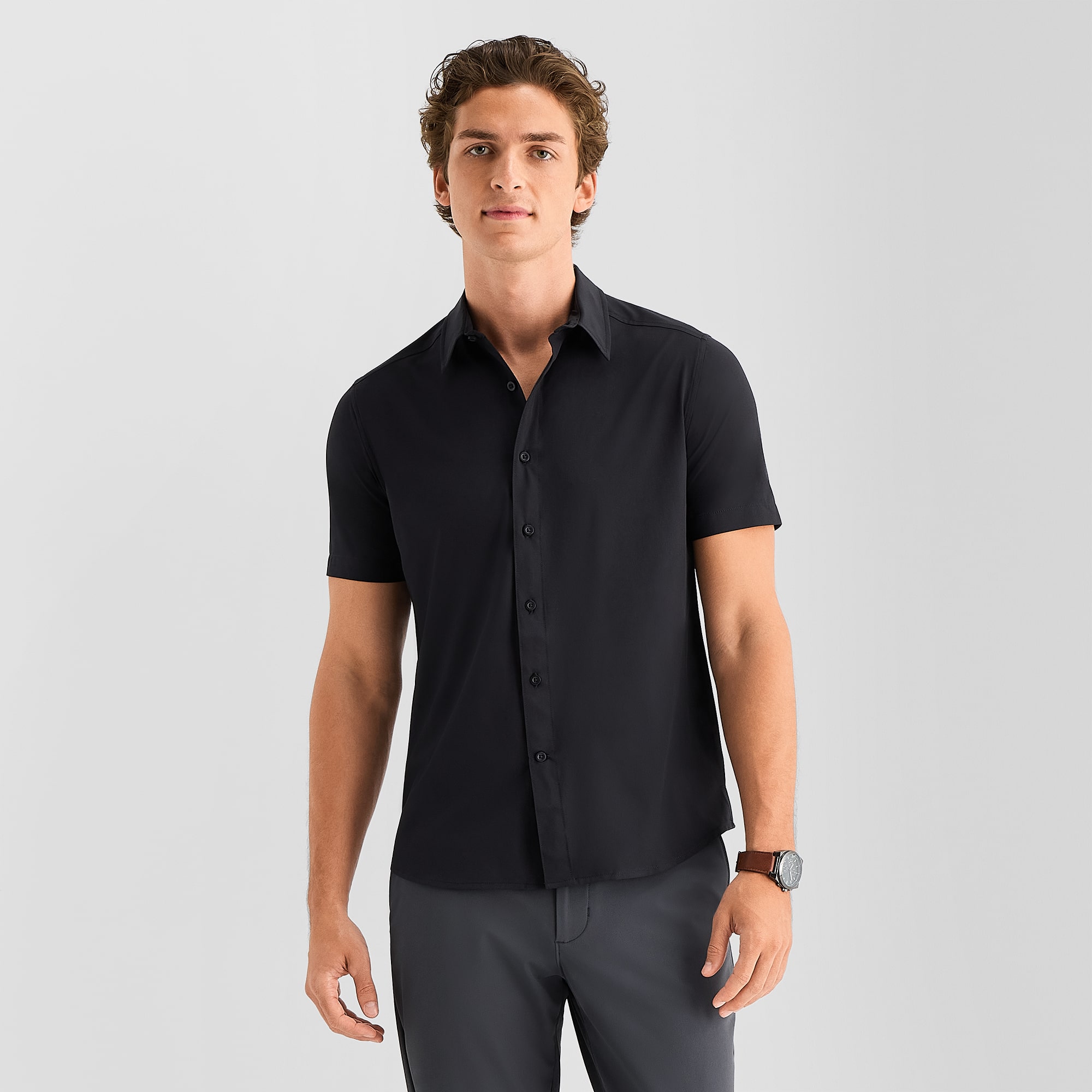 Stylus Mens Short Sleeve Regular Fit Button-Down Shirt