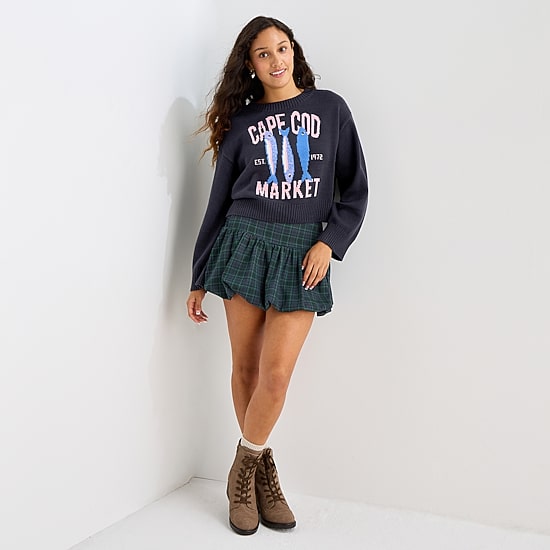 Arizona Juniors Womens Crew Neck Long Sleeve Pullover Sweater