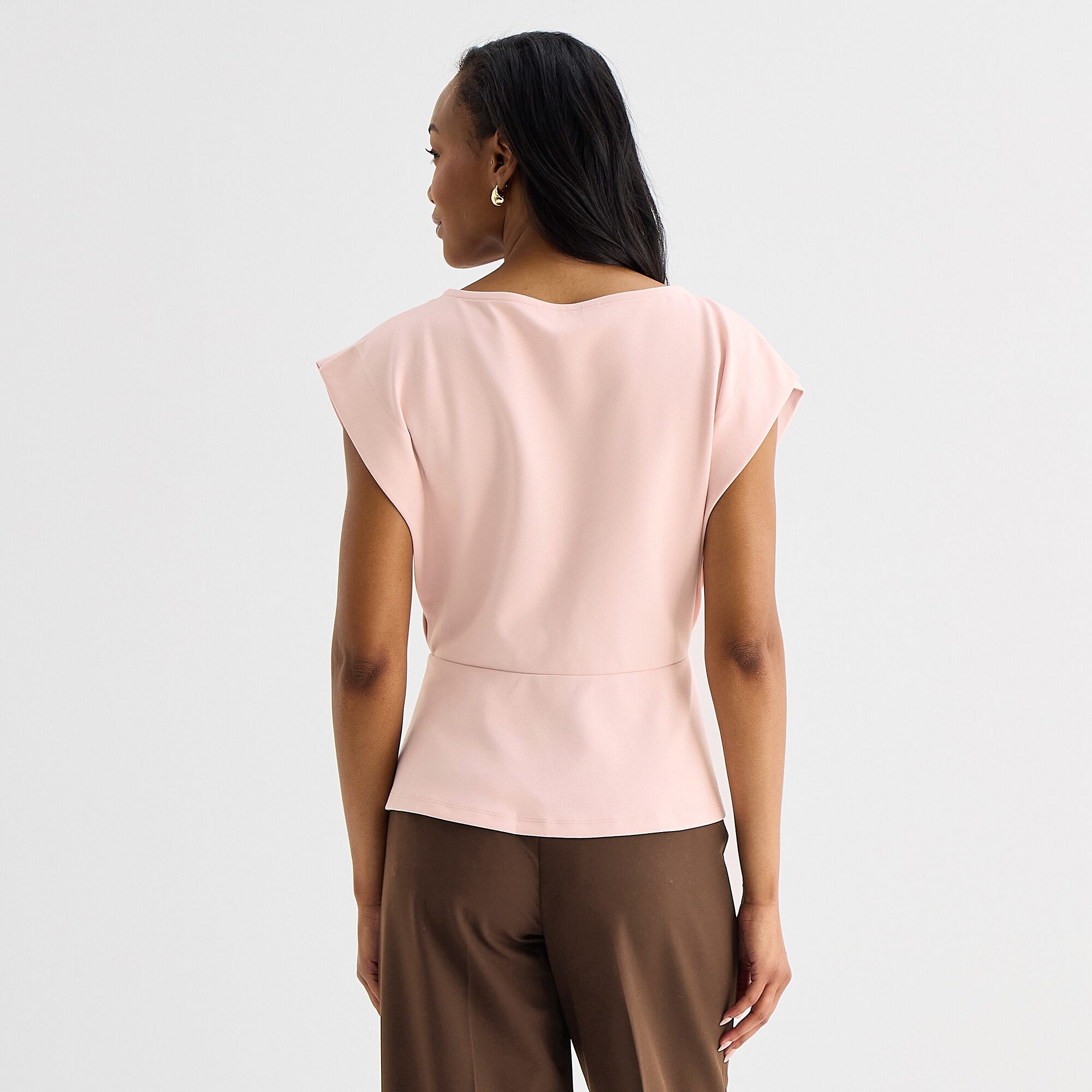 Liz Claiborne Womens Round Neck Short Sleeve Peplum Top
