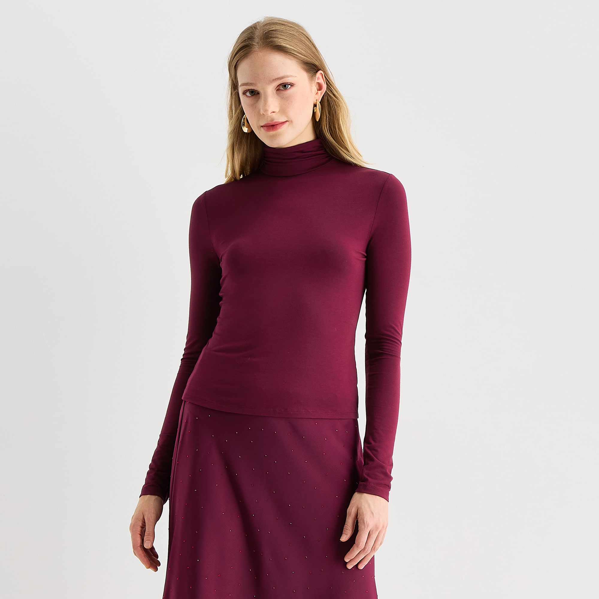 Worthington Womens Mock Neck Long Sleeve Blouse