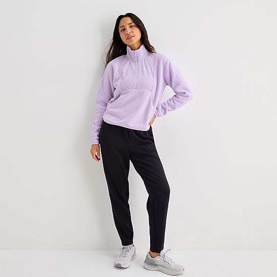 Xersion Womens Teddy Sherpa Long Sleeve Active Quarter-Zip Pullover