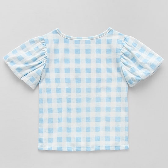 Okie Dokie Girls Crew Neck Puff Sleeve Graphic T-Shirt