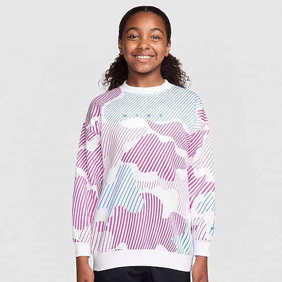 Nike Club Big Kid Girls Crew Neck Fleece Long Sleeve Sweatshirt