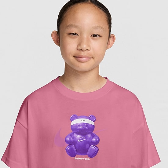 Nike Club Big Kid Girls Crew Neck Short Sleeve Oversized Graphic T-Shirt