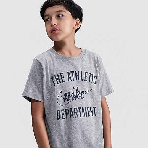 Nike Big Kid Unisex Crew Neck Short Sleeve Regular Fit Graphic T-Shirt, X-large, Gray