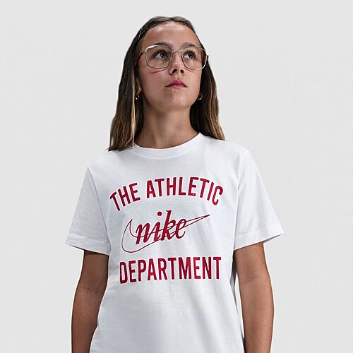 Nike Big Kid Unisex Crew Neck Short Sleeve Regular Fit Graphic T-Shirt, X-large, White