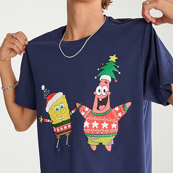 AEROPOSTALE Mens Crew Neck Short Sleeve Regular Fit Spongebob Graphic T-Shirt